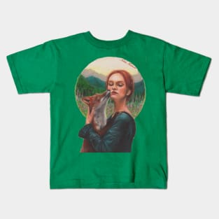 Fox Girl in the Mountains Kids T-Shirt